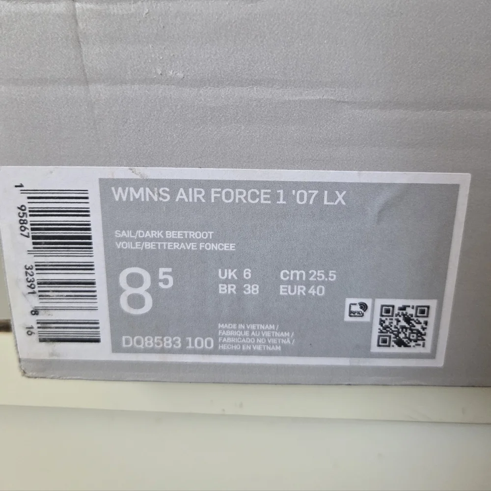 🆕️Nike Air Force 1 '07 LX Roman Empire Dark Burgundy Low-Top Sneakers Size 8.5W - Picture 10 of 10